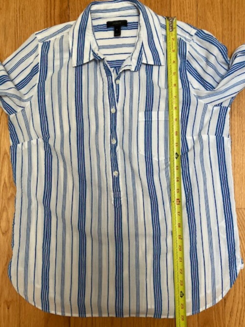 J. Crew Blue and white striped popover cotton gauze shirt size 8 - Picture 8 of 8